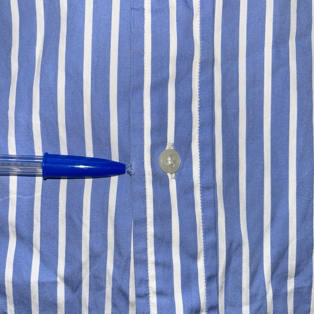 Ralph Lauren Shirt Men's L 16.6 Blue Striped Long Sleeve Button Pink Pony - Picture 7 of 12